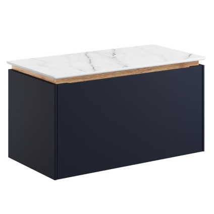 Cutout image of Crosswater Mada 700mm Deep Indigo Blue Wall-Hung Vanity Unit & Worktop